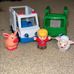 Fisher-Price Littel People 
Green and White Toy Trucks
Pig, sheep and the girl